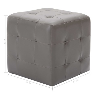 Noptiere, 2 buc., gri, 30x30x30 cm, piele ecologică - Img 5