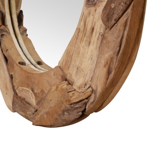 Oglindă decorativă Lemn de tec 60 cm Rotundă - Img 6