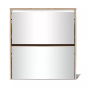 Pantofar cu oglindă 2 niveluri, culoare stejar, 63 x 17 x 67 cm - Img 4