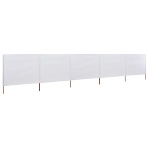 Paravan anti-vânt cu 5 panouri alb nisipiu 600x120 cm textil - Img 2