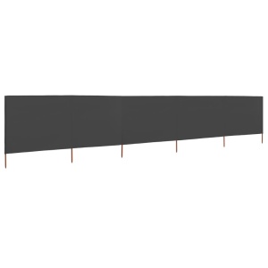 Paravan anti-vânt cu 5 panouri, antracit, 600x120 cm, textil - Img 2