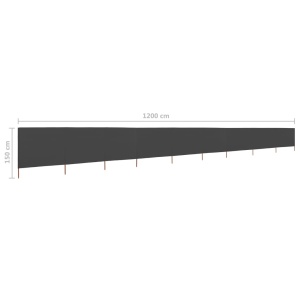 Paravan anti-vânt cu 9 panouri, antracit 1200x120 cm, textil - Img 5