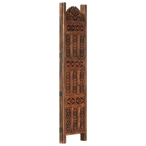 Paravan cameră sculptat manual 3 panouri maro 120x165 cm mango - Img 2