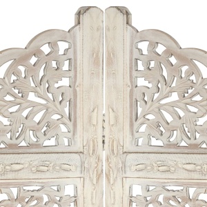 Paravan cameră sculptat manual, 4 panouri, alb 160x165 cm mango - Img 3