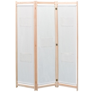 Paravan de cameră cu 3 panouri, crem, 120x170x4 cm, textil