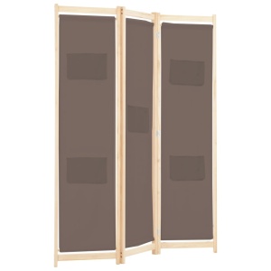 Paravan de cameră cu 3 panouri, maro, 120x170x4 cm, textil - Img 3