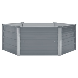 Pat inalt cu straturi, 129x129x46 cm, oțel galvanizat, gri - Img 2