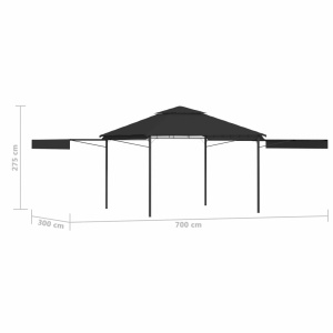 Pavilion cu acoperiș dublu extins 3x3x2,75 m antracit 180 g/m² - Img 9