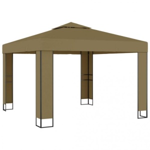 Pavilion cu acoperiș dublu, gri taupe, 3 x 3 x 2,7 m, 180 g/