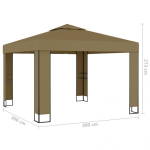 Pavilion cu acoperiș dublu, gri taupe, 3 x 3 x 2,7 m, 180 g/ - Img 4