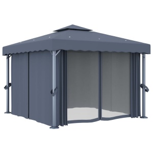 Pavilion cu perdea, antracit, 3 x 3 m, aluminiu - Img 2
