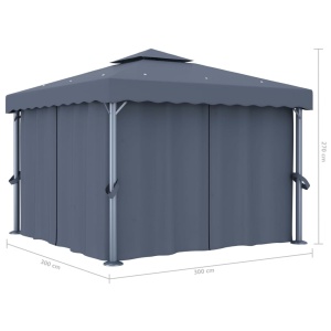 Pavilion cu perdea, antracit, 3 x 3 m, aluminiu - Img 5