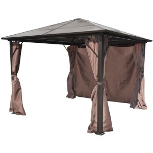 Pavilion cu perdea, maro, aluminiu, 300 x 300 cm - Img 4