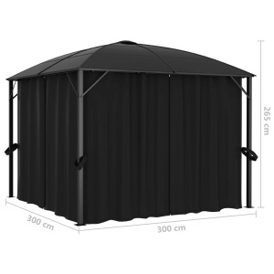 Pavilion cu perdele, antracit, 300 x 300 x 265 cm - Img 7