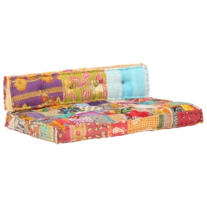 Pernă pentru canapea din paleți, multicolor, textil, petice - Img 11