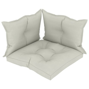 Perne de canapea din paleți, 3 buc., bej, material textil