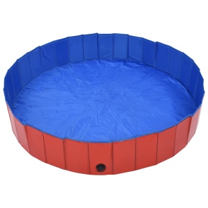 Piscină pentru câini pliabilă, roșu, 160 x 30 cm, PVC - Img 4