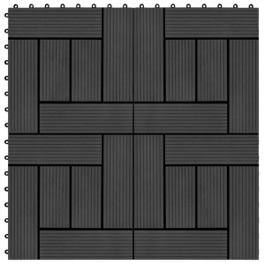 Plăci de pardoseală 11 buc, negru, 30 x 30 cm, WPC, 1 mp