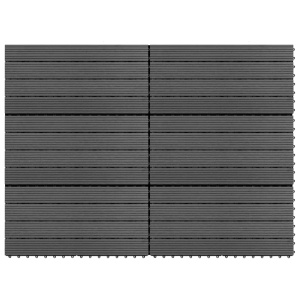Plăci de pardoseală, 6 buc., gri, 60 x 30 cm, WPC, 1 m²