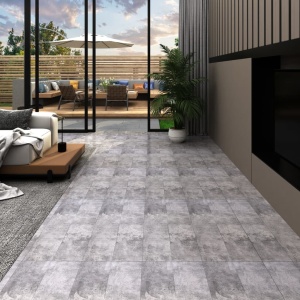 Plăci de pardoseală, maro ciment, 5,26 m², PVC, 2 mm