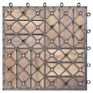 Plăci pardoseală, 10 buc., gri, 30x30 cm, lemn masiv de acacia - Img 4