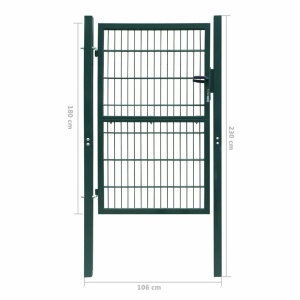 Poartă 2D pentru gard (simplă) 106 x 230 cm, verde - Img 6