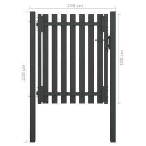 Poartă de gard grădină, antracit, 1 x 1,5 m, oțel - Img 4