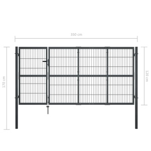 Poartă de grădină cu stâlpi, antracit, 350 x 120 cm, oțel - Img 5