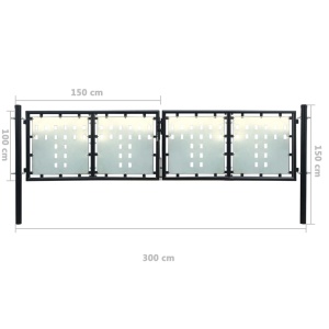 Poartă dublă neagră pentru gard 300 x 150 cm - Img 5