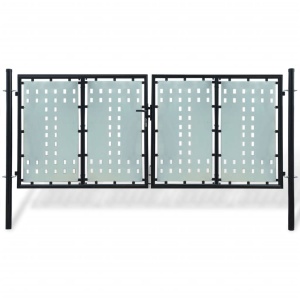 Poartă dublă neagră pentru gard 300 x 175 cm