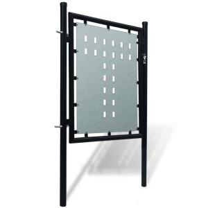 Poartă pentru gard simplă, negru, 100 x 125 cm - Img 2