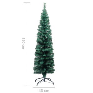 Pom de Crăciun artificial subțire cu suport verde 150 cm PVC - Img 5
