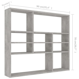Raft de perete, gri beton, 90 x 16 x 78 cm, PAL - Img 5