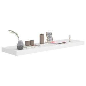 Raft de perete suspendat, alb, 90x23,5x3,8 cm, MDF - Img 4