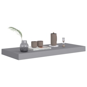Raft de perete suspendat, gri, 60x23,5x3,8 cm, MDF - Img 3