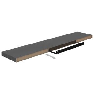 Raft de perete suspendat, gri extralucios, 120x23,5x3,8 cm, MDF - Img 6