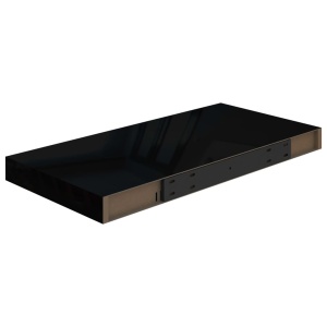 Raft de perete suspendat, negru extralucios, 50x23x3,8 cm, MDF - Img 5