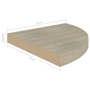 Rafturi colț suspendate, 4 buc., stejar, 35x35x3,8 cm, MDF - Img 9