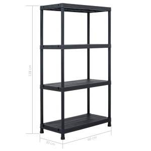 Rafturi de depozitare, 5 buc. negru, 60 x 30 x 138 cm plastic - Img 9