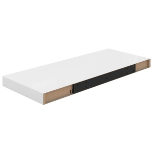 Rafturi de perete, 2 buc., alb extralucios, 60x23,5x3,8 cm, MDF - Img 6