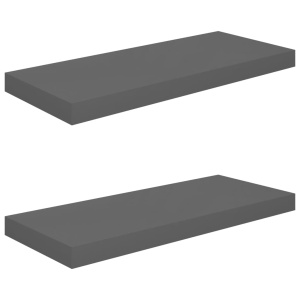 Rafturi de perete, 2 buc., gri extralucios, 60x23,5x3,8 cm, MDF - Img 2