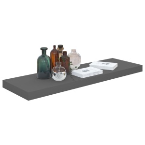 Rafturi de perete, 2 buc., gri extralucios, 80x23,5x3,8 cm, MDF - Img 3