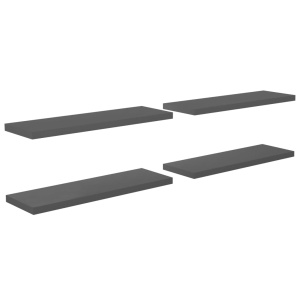 Rafturi de perete, 4 buc., gri extralucios, 120x23,5x3,8 cm MDF - Img 2