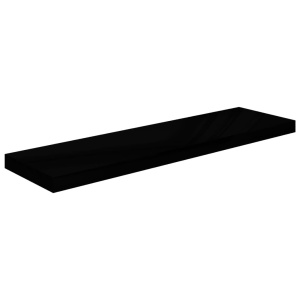Rafturi de perete 4 buc. negru extralucios, 90x23,5x3,8 cm, MDF - Img 4