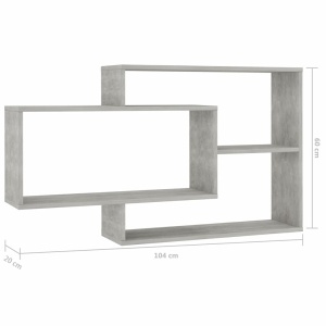 Rafturi de perete, gri beton, 104 x 20 x 60 cm, PAL - Img 5