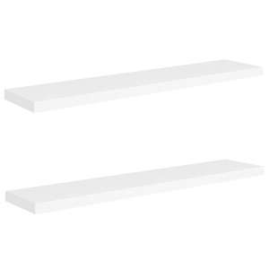 Rafturi de perete suspendate, 2 buc., alb, 120x23,5x3,8 cm, MDF - Img 2