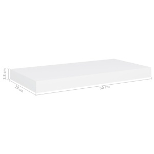 Rafturi de perete suspendate, 2 buc., alb, 50x23x3,8 cm, MDF - Img 9