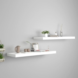 Rafturi de perete suspendate, 2 buc., alb, 80x23,5x3,8 cm, MDF