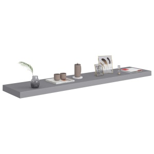 Rafturi de perete suspendate, 2 buc., gri, 120x23,5x3,8 cm, MDF - Img 3