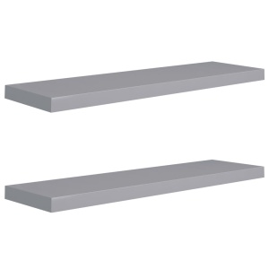 Rafturi de perete suspendate, 2 buc., gri, 90x23,5x3,8 cm, MDF - Img 2